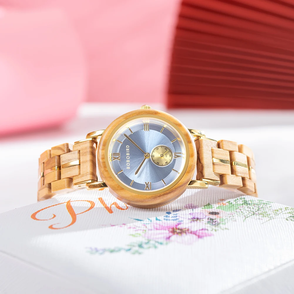 BOBO BIRD Ladies Watch Casual Fashion Quartz Watch Japanese Movement Round Dial Wooden Women Wristwatches Custom Name