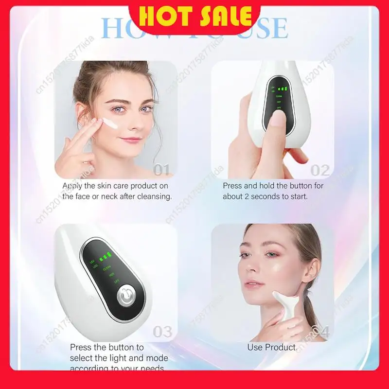 Oferta caliente-masajeador facial dispositivo de estiramiento facial de 7 colores para masaje facial y de cuello con 113 ° Varita multifuncional F & Vibration & Clean