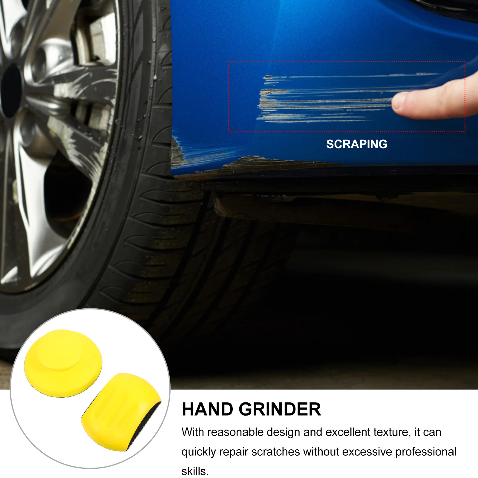2 قطعة كتلة الرملي اليد بولي Foam رغوة الأصفر دليل قرص الطحن ذاتية اللصق تلميع القرص لإصلاح الأثاث اليد الرملي كتلة