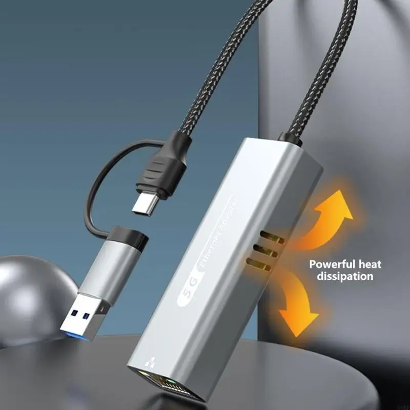 C90F 5GBPS USB Type C ถึง RJ45 Ethernet Adapter สำหรับการเชื่อมต่อในสำนักงานและสภาพแวดล้อมที่บ้าน