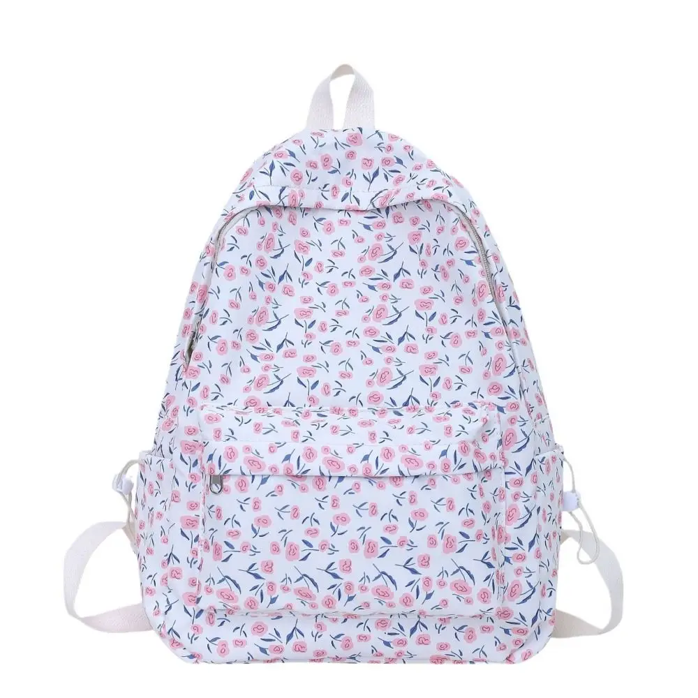 High Quality Fashion Students Backpack Aesthetic Nylon Floral School Bag Leisure Casual Shoulder Bag Textbook