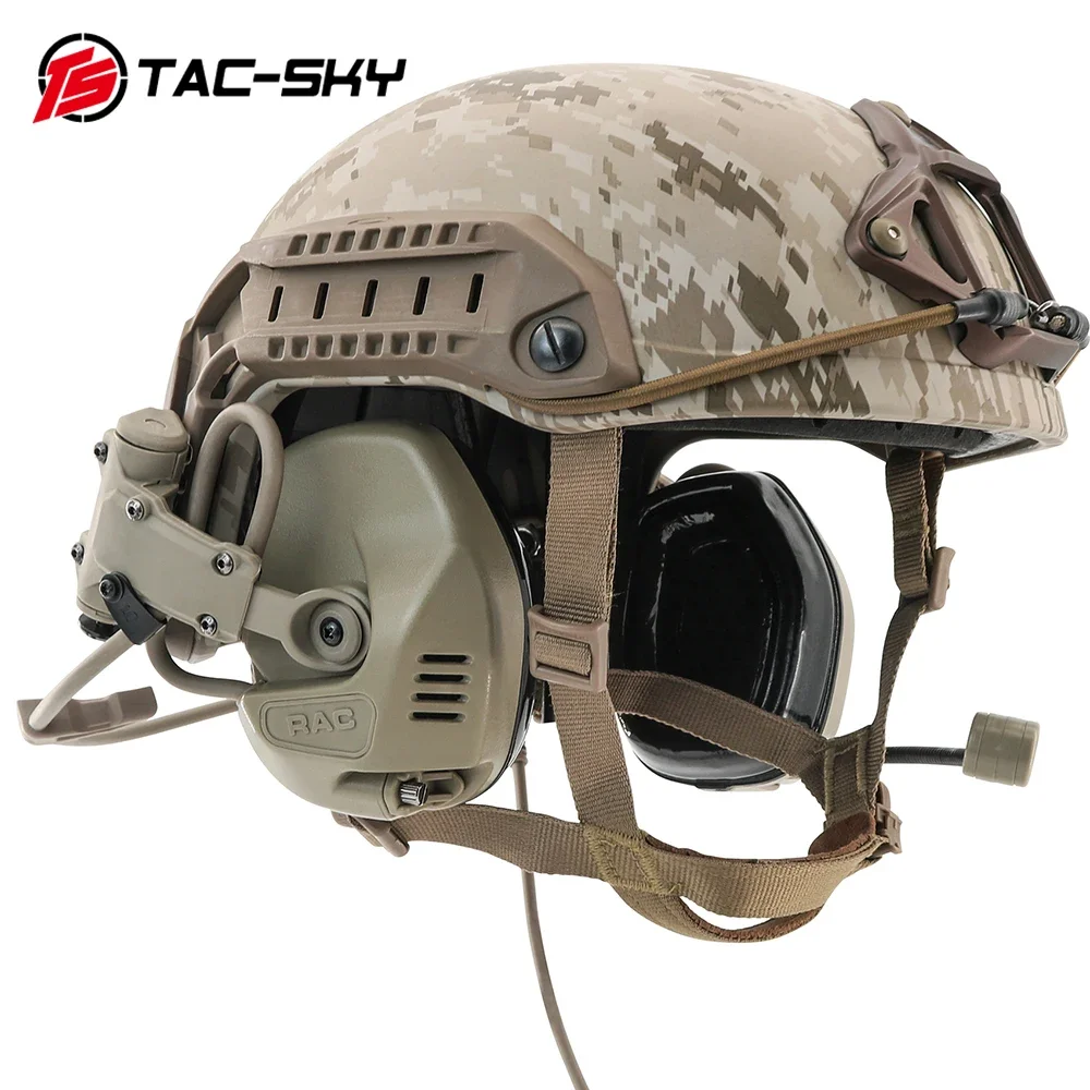 TAC-SKY RAC Tactical Headset Communica Pickup Noise Reduction for Fast Helmet ARC Rail Adapter Tactical High-cut Headset RAC PTT