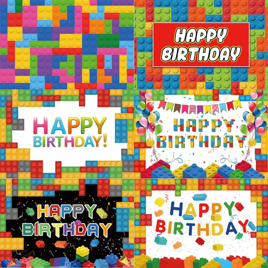 

Photography Backdrop Children Birthday Party Colorful Blocks Photo Background Portrait Customize Poster Room Decor Family Banner