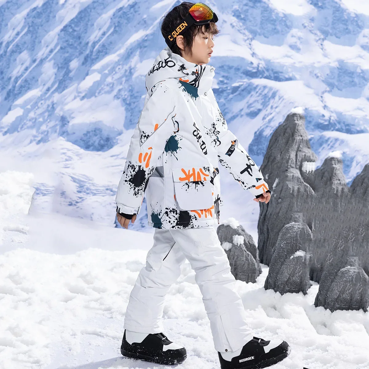 Ski Suit for Children Windproof Waterproof Warm Snow Suit Girls Boys Winter Skiing Snowboarding Jacket and Pants Set for Kids