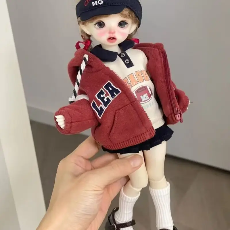 BJD doll clothes suitable for  1/6  size Retro college style casual and versatile sportswear doll accessories (5 points)
