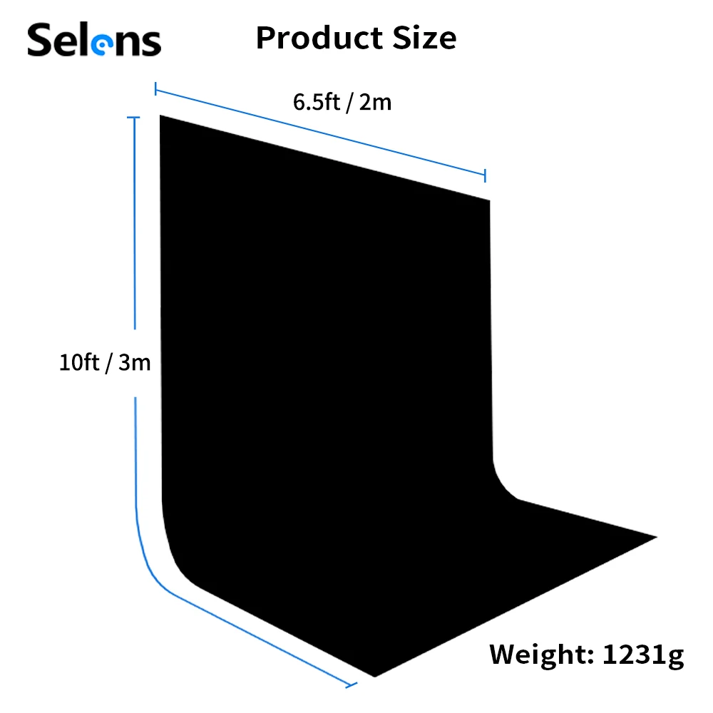 Selens Black Photography Backdrop Background Velvet Wrinkle Resistance Washable Velvet Cloth Portrait Photography Accessory