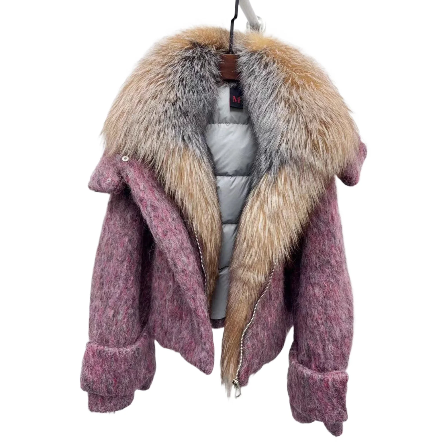 

European Station 2025 Winter New Fox Big Fur Collar Wool Down Jacket Women's Loose European and American Celebrity Jacket