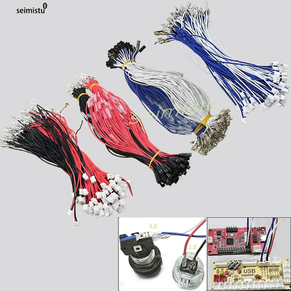 2 Pin H2.54 Cable DuPont Cable Connector Wire 4.8mm/2.8mm for Zero Delay Arcade USB Board Happ Joystick SANWA Push Button 20 pcs