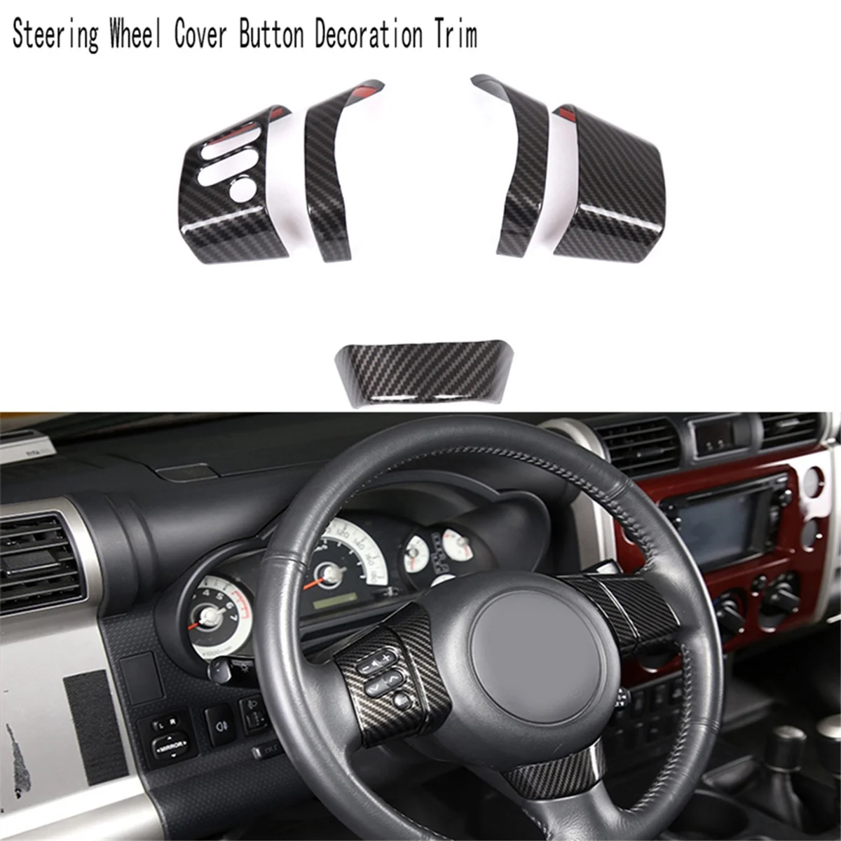 B- Steering Wheel Cover Button Decoration Stickers Trim for Toyota FJ Cruiser 2007-2021