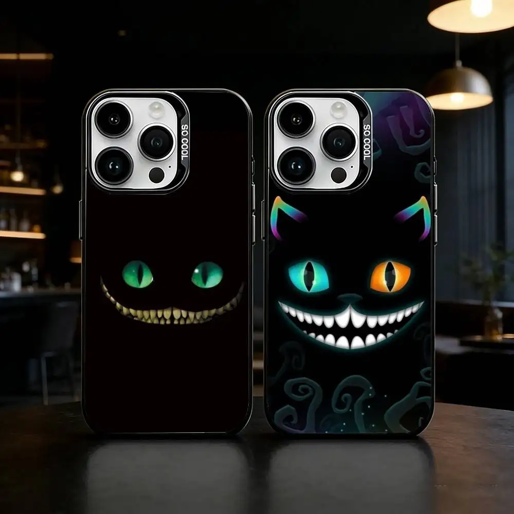 

C-Cheshire Cat Cool Eye Alice Phone Case Color Silver Shell For IPhone 17 16 15 14 13 12 11 Pro Max Plus