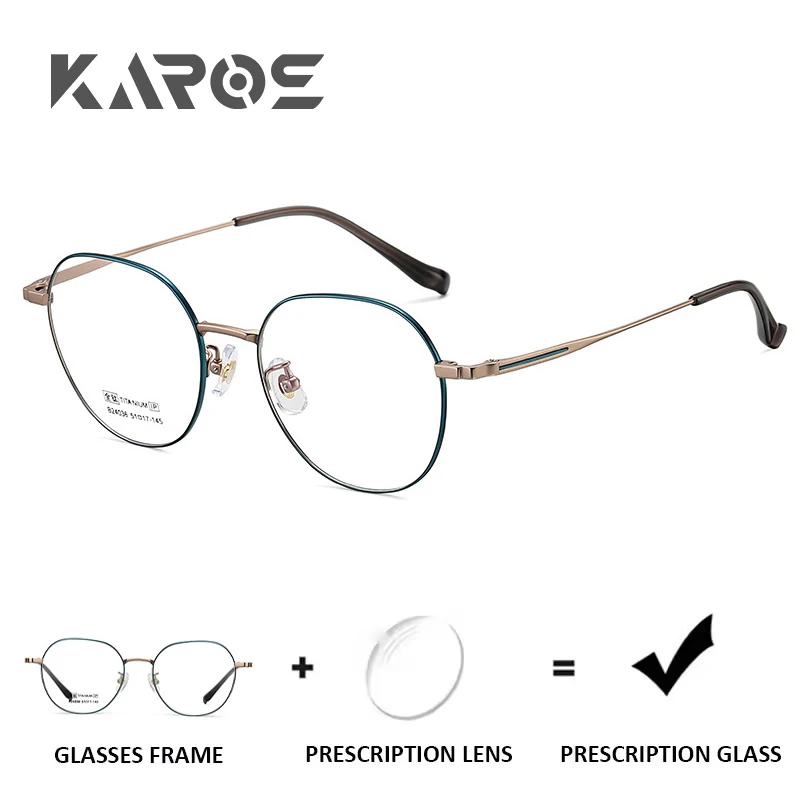 

KAROS All Titanium Progressive Prescription Glasses Women Round Anti Blue Light Photochromic Eyewear Myopia