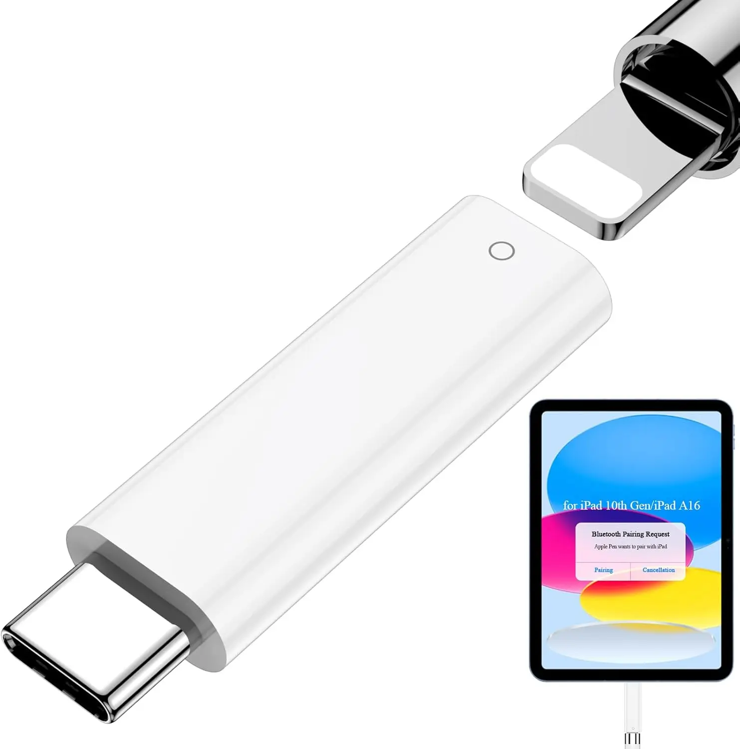 

WhiteType C Pencil charger Adapter for Apple Pencil 1st Generation Bluetooth-Compatible Stylus Pen Charger Converter for iPad10