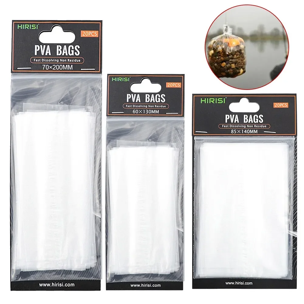 70*200mm 85*140mm 60*130mm PVA Bags For Carp Fishing Fast Dissolving Environmental Water Soluble Bag 20pcs