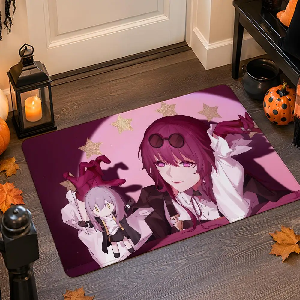 Game H-Honkai Star R-Rail Floor Mat Flannel Rug Non Slip Absorbent Soft Washable For Entryway Hallway Bathroom Kitchen Decor
