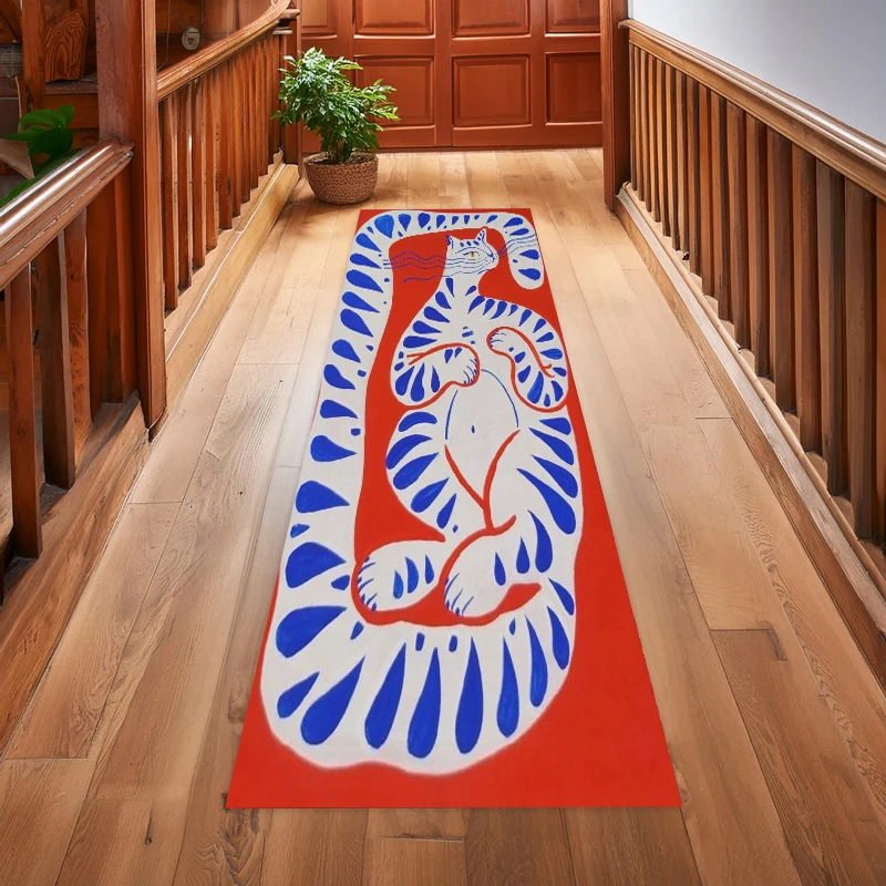Ancient Egypt Abstract Carpet Rug Living Room Bedroom Mat Colorful Tiger Leopard Figure Non-Slip Flannel Home Decor Floor Mat