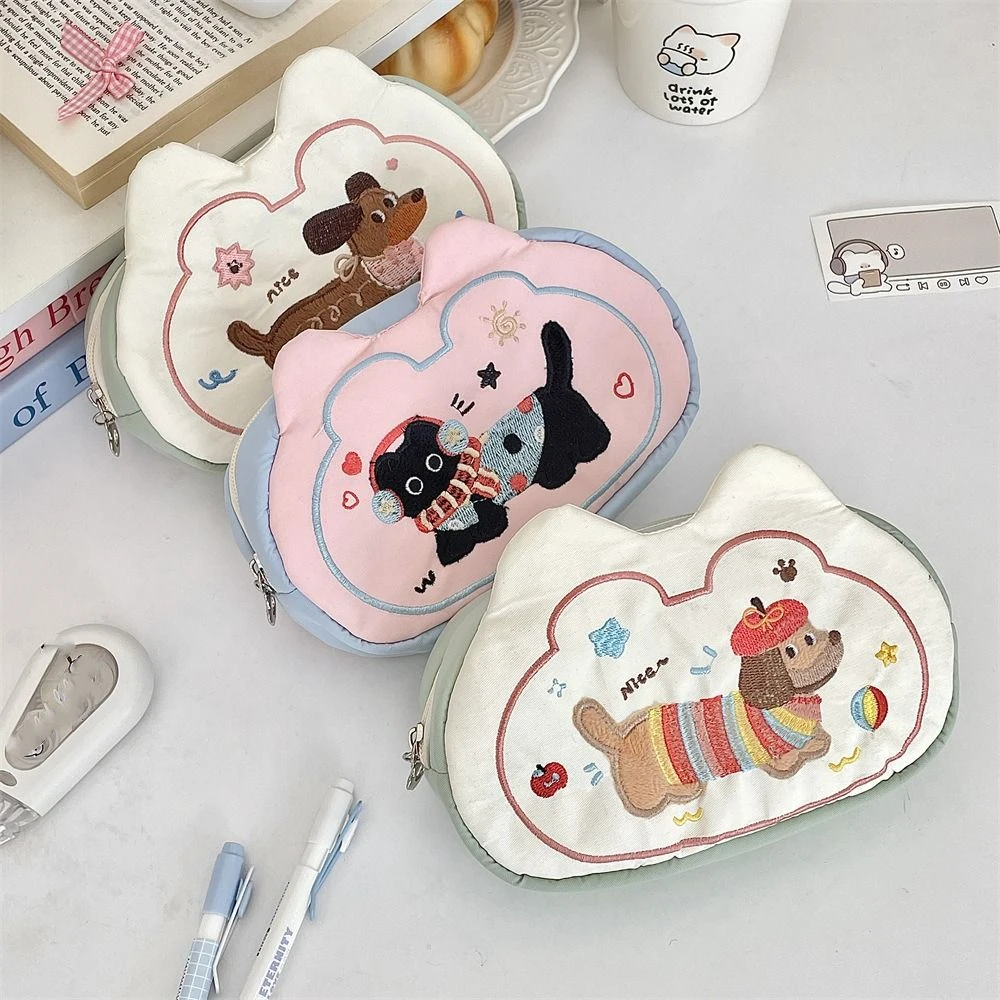 

Puppy Mini Cosmetic Bag Multifunctional Candy Color Stationery Holder Bag Pouch for Make Up Kit Soft Small Item Bag Girls