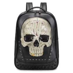 3D Skull Back Packs Bag for Women and Men Steampunk Gothic Rivet Personality Large Capacity Travel Backpacks Skull Laptop School