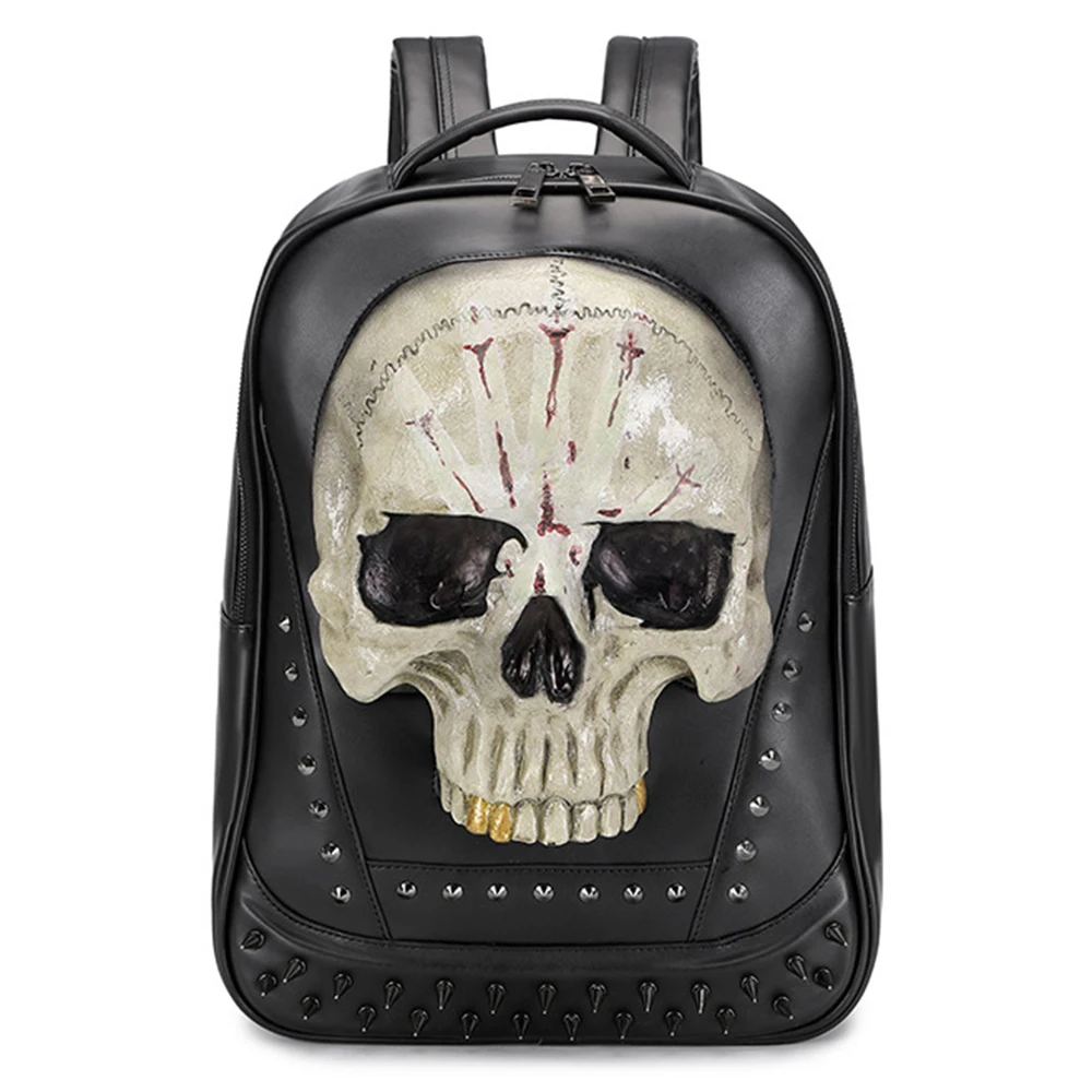 Torba na plecaki 3D z czaszką dla kobiet i mężczyzn Steampunk Gothic Rivet Personality Plecaki podróżne o dużej pojemności Skull Laptop School
