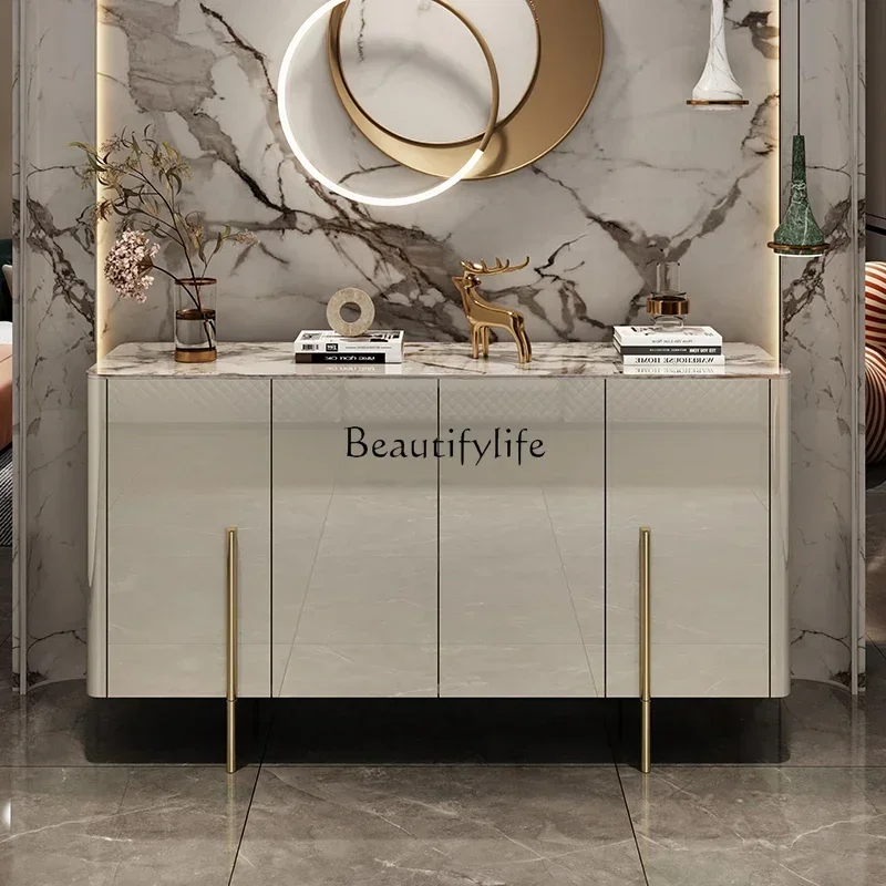 

XX39Italian minimalist solid wood shoe cabinet modern minimalist cream style entrance entrance partition cabinet