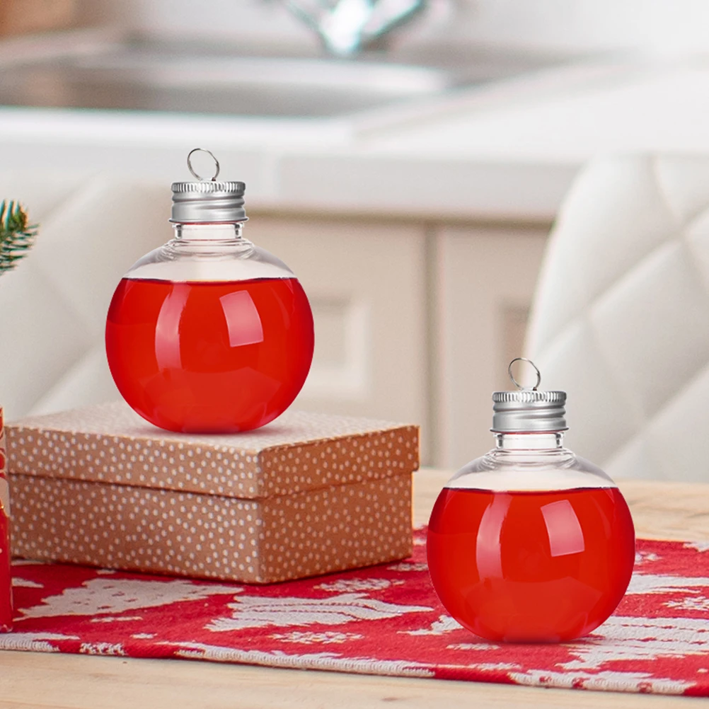 

6pcs 150Ml Transparent Hanging Ornament Balls Clear Fillable Plastic Drink Containers For Christmas Wedding Party Holiday Spirit