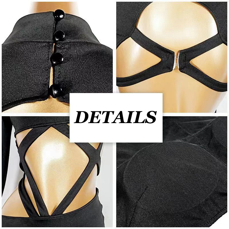 مثير الجوف خارج فستان رقص اللاتينية الكبار تشاتشا المنافسة زي حفلة موسيقية السامبا الرقص الملابس اللاتينية ممارسة ارتداء VDB6538