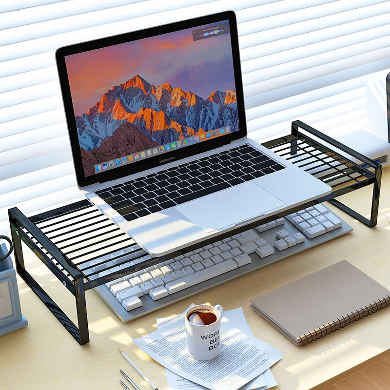 Desk Display Monitor Stand Shelf Height Adjustable Laptop Monitor Holder Metal Elevated Computer Projector Base Support Bracket