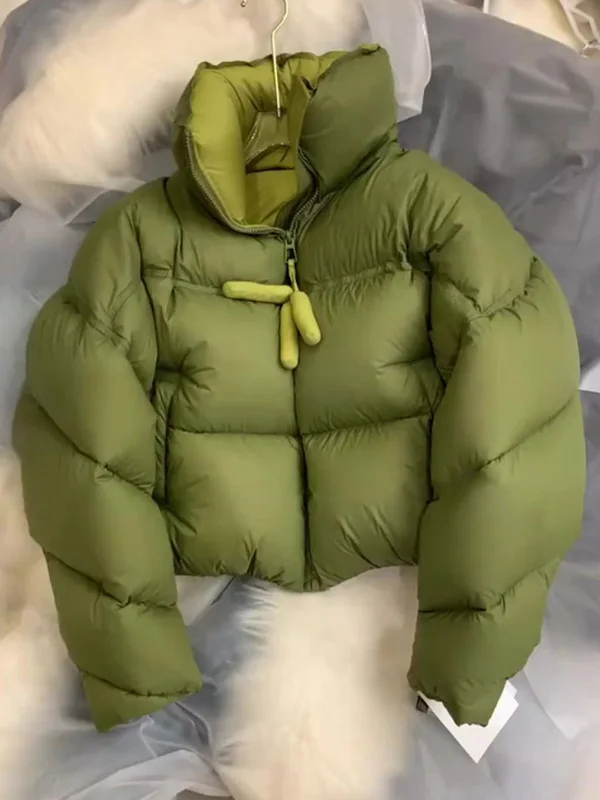 

Зеленая хлопковая куртка с воротником-стойкой, женское однотонное пальто в корейском стиле, утепленное, с длинными рукавами, на молнии