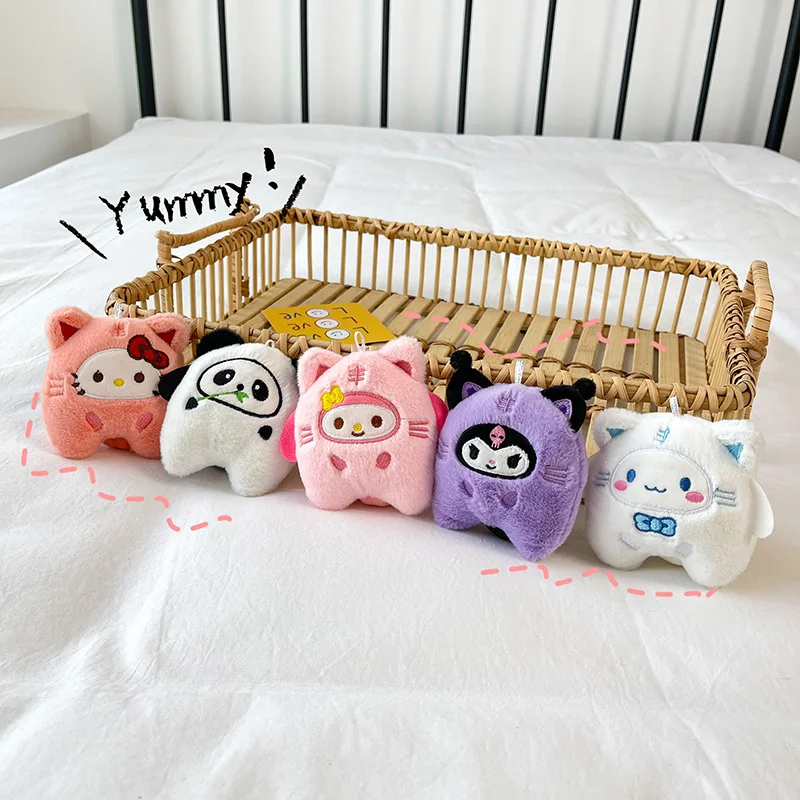 Sanrio Plush Toys Anime Kawali Kuromi Hello Kitty My Melody Cinnamoroll Plushie Keychain Stuffed Doll for Kids Decoration Gift