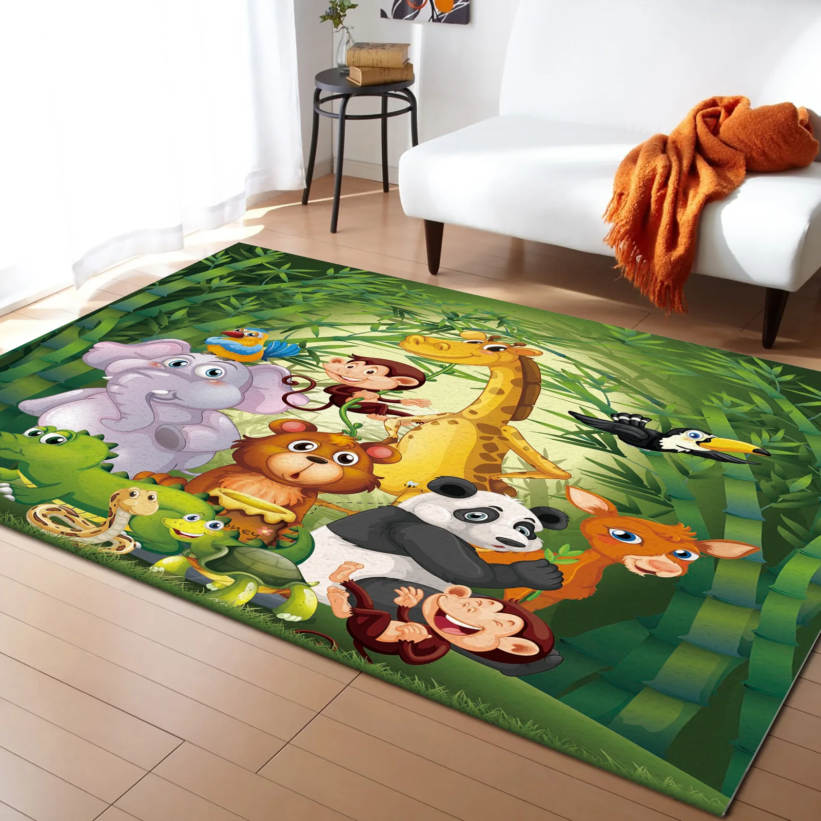 

Cartoon Forest Bamboo Animal Living Room Carpet Coffee Table Floor Mat Study Bedroom Bedside Home Decoration Large Rug Floor Mat