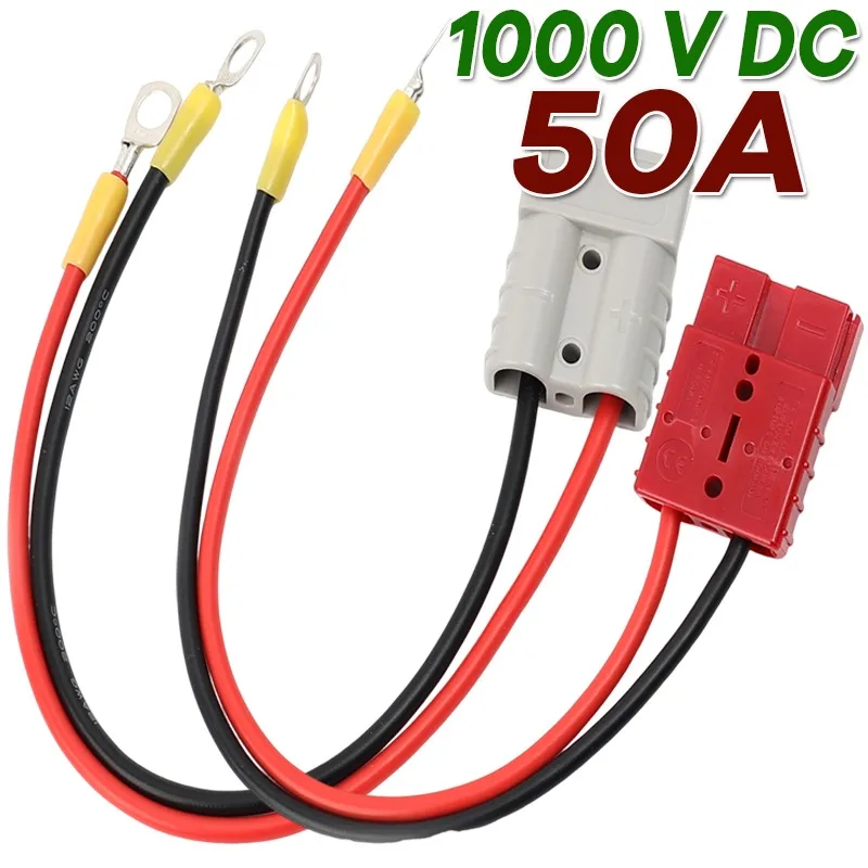 

50A Forklift Battery Charging Plug Battery Connector Cable Power Connector for Solar Electric Vehicles 1000VDC Adapter Cable