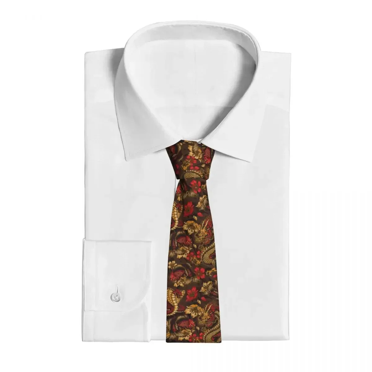 Carp Snake Flower Tie  Dragon Cool Ties Daily Wear Cravat Street Necktie Polyester