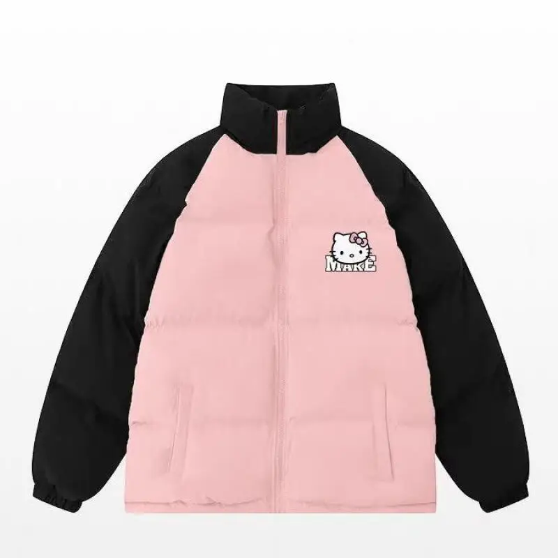 

Милое хлопковое пальто с рисунком котенка, женский зимний пуховик, милое пальто, свободное хлопковое пальто, модный креативный принт