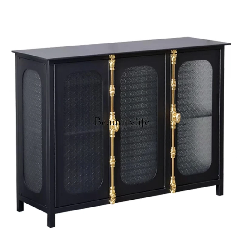 

American light luxury dining side cabinet French retro solid wood storage cabinet