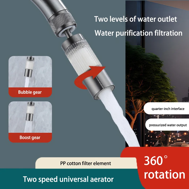 Universal Faucet Filter Extender Faucet Head Pressurized Universal Rotating Anti-splash Filter Rotatable