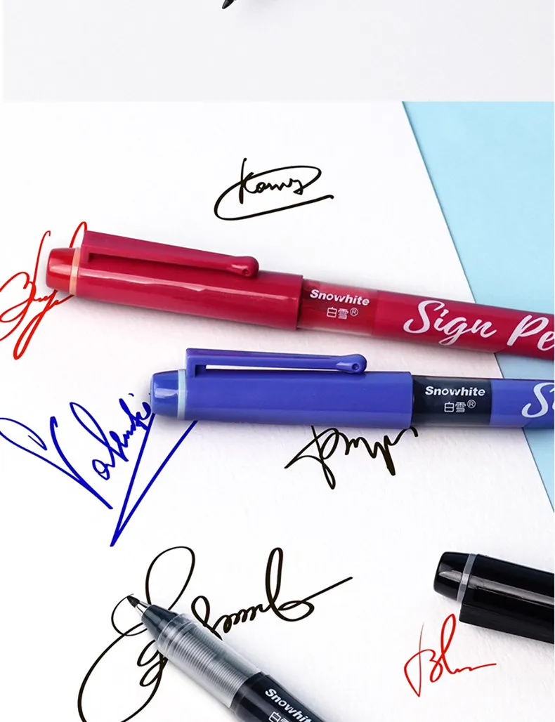 Snowhite Quick-Drying Sign Pen (1.0mm Fiber Tip), Direct Ink Smooth Writing,Business/Office Signature Pen Premium Office Supply image 6