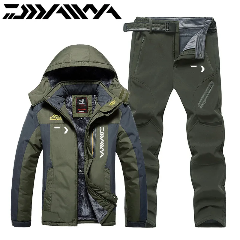 Winter Fishing Clothes Windproof Waterproof Plus Velvet Keep Warm Suits Men Outdoor Sport Mountaineering Fishing Jackets