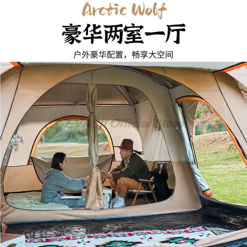 خيمة تخييم كبيرة مكونة من 5 إلى 8 أشخاص، خيمة ظهر مقاومة للماء، طبقة مزدوجة، خيمة سياحية للتنزه في الهواء الطلق #3