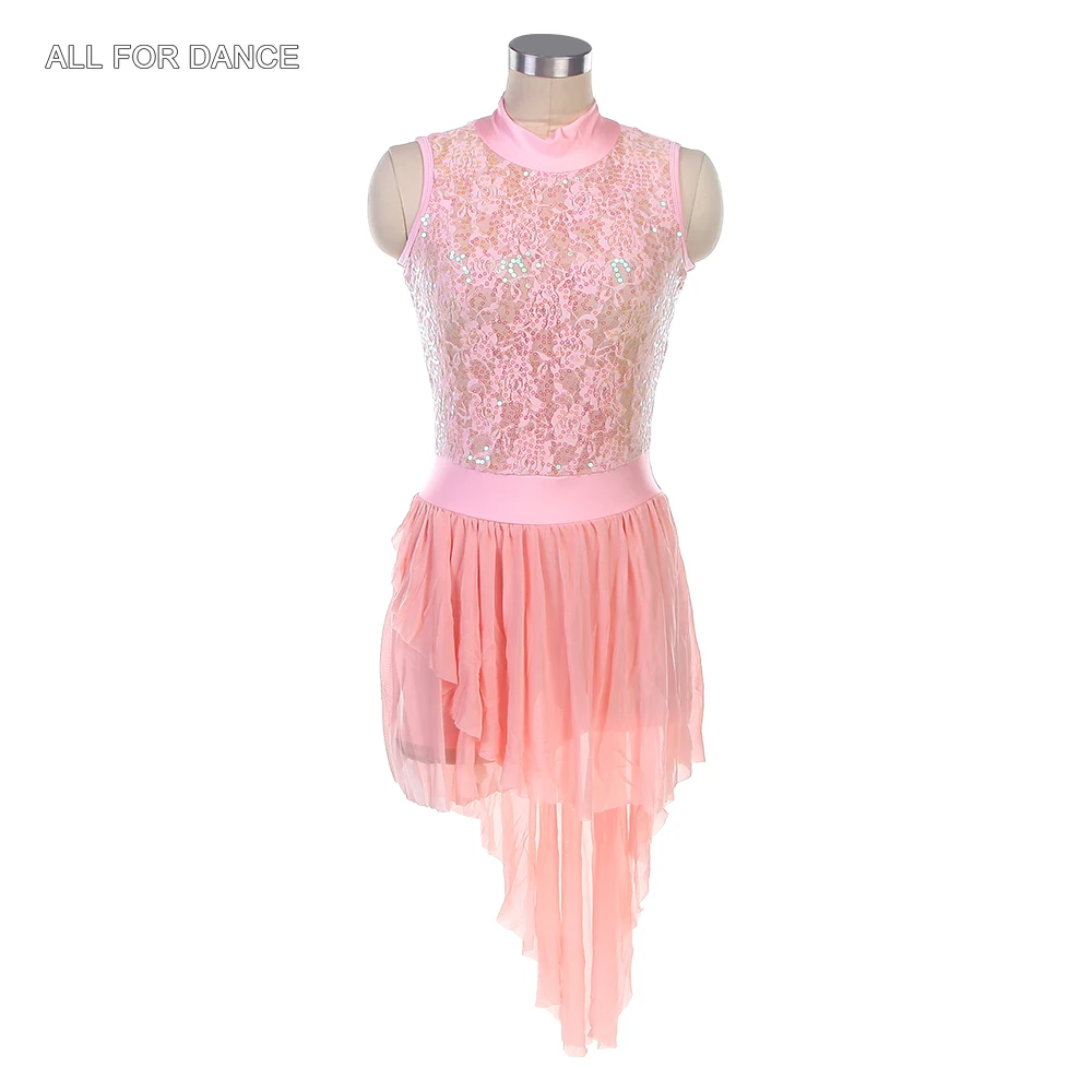 16027 Vestido de Ballet/lírico/de baile contemporáneo para niñas adultas, Top de LICRA con lentejuelas rosas, corpiño puesta en escena, ropa de baile Cosutme