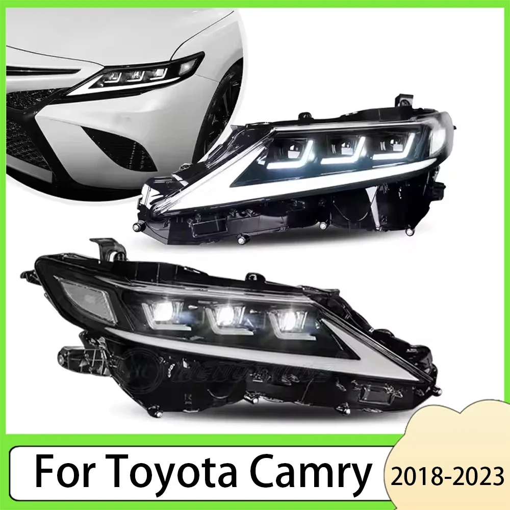 

Пара автомобильных фар в сборе для Toyota Camry 2018-2023, автомобильная передняя фара Plug & Play, автоматическая светодиодная система фар