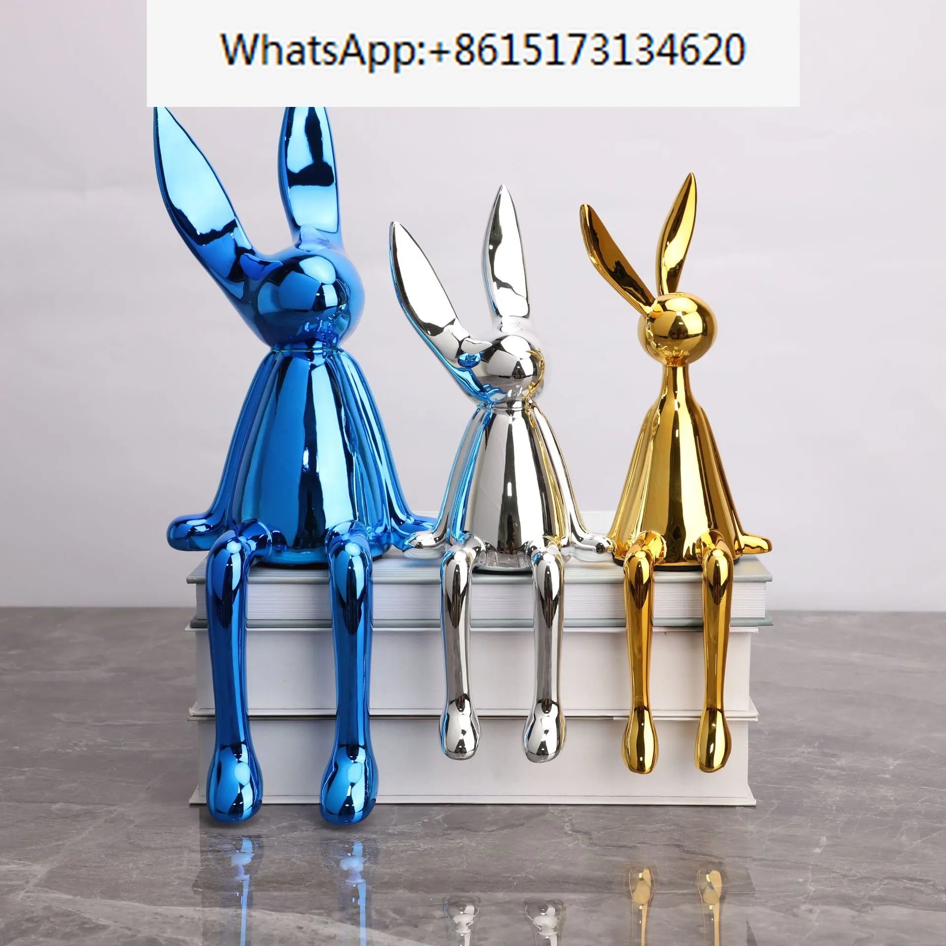 Electroplated sitting rabbit decorations, living room sample room, TV cabinet, porch, home, rabbit year soft decorations