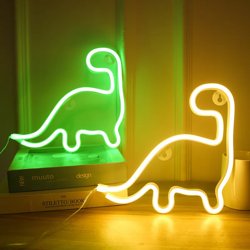 Dinosaur Neon Light Christmas Decoration Pendant LED Neon Sign Lamp Festival Atmosphere Bedroom Party Home Decor Adult Kid Gift