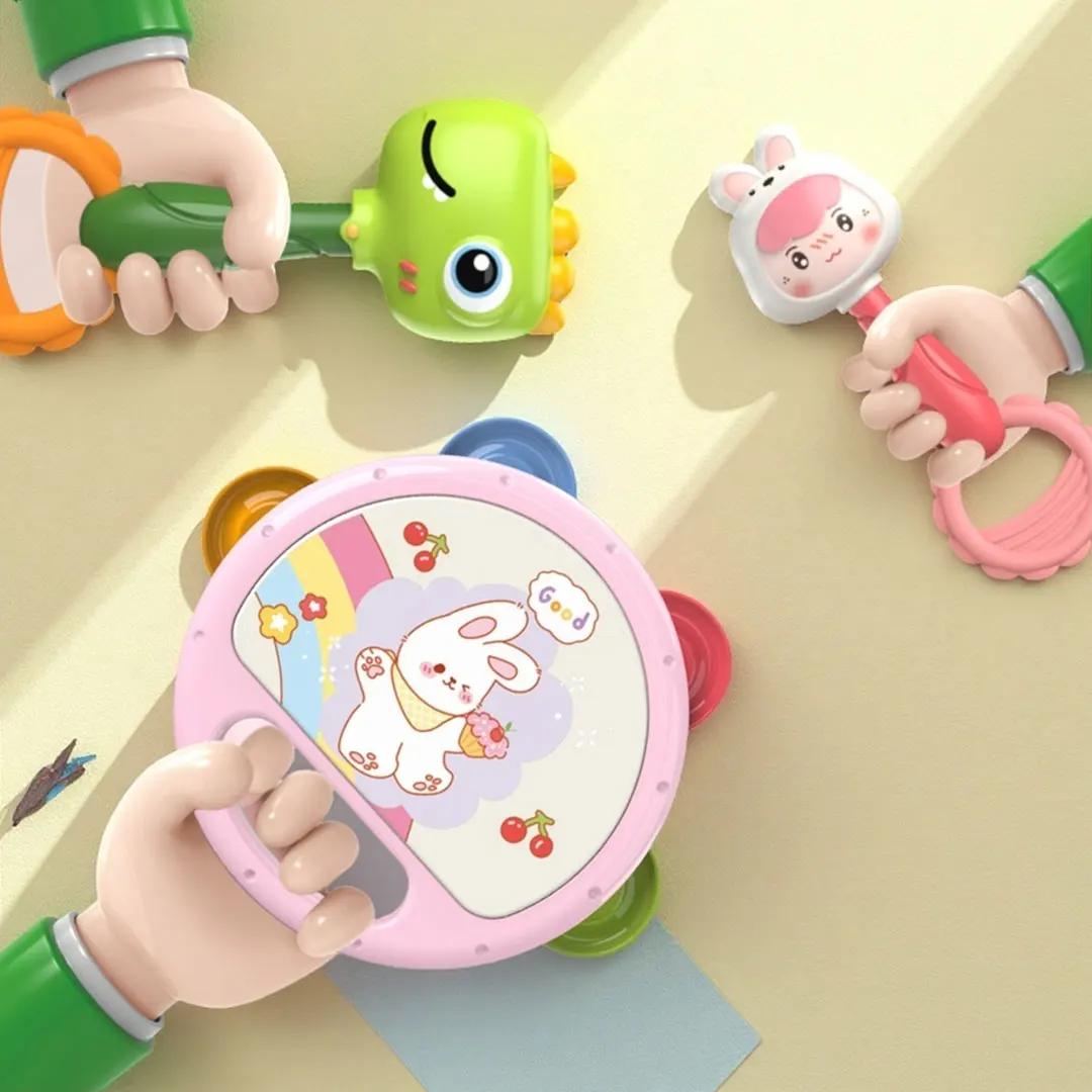 2/1PCS Musical Instruments Baby 0 12 Months Toys Montessori Music Drum Rattle Kids Early Educational Play  Game for Boy Girl