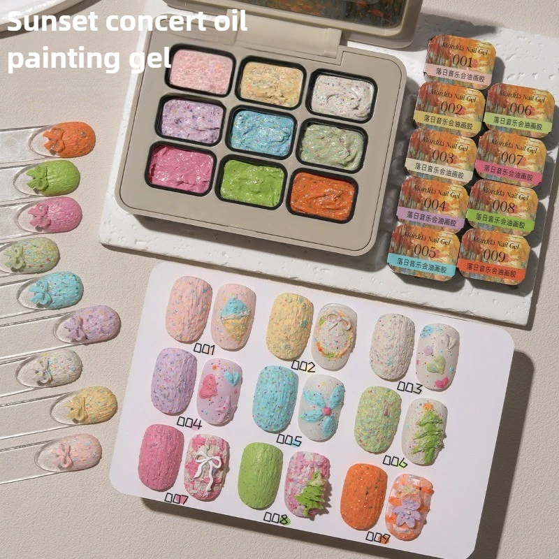 1-9 farben Skulptur Ölgemälde 3D Skulptur Kreative DIY Gel Soak Off Gel Nagel Modellierung Gel Carving Nagel textur Kleber Soild