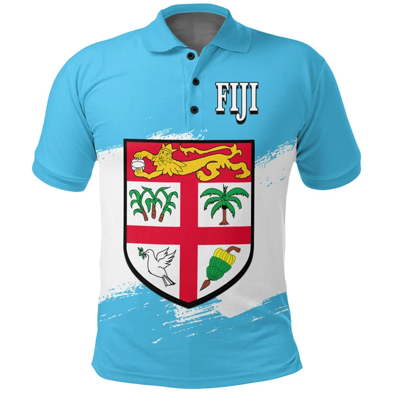 Fiji Flag Graphic T Shirt For Men Fijian National Polo Shirts Fashion Sports Fitness GYM Tops Summer Casual Jersey Tees Clothing