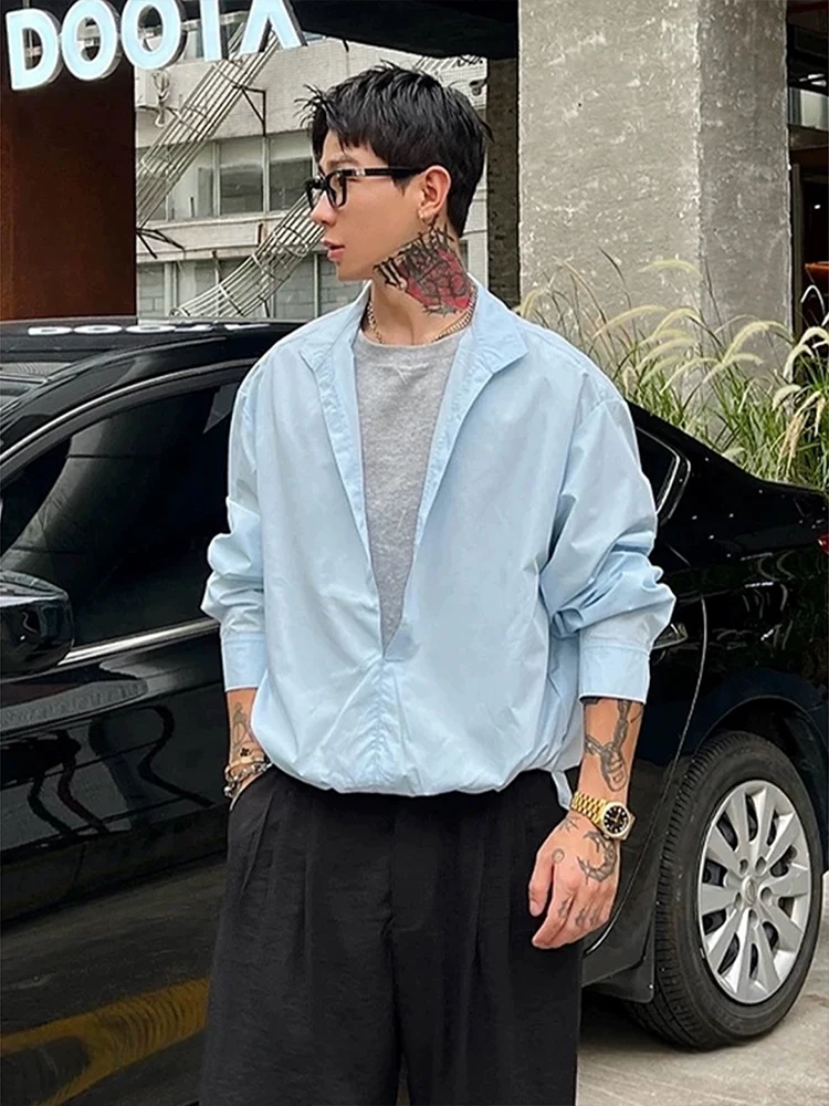 

Новая мужская летняя рубашка-поло из двух частей (фальш-двойка) с защитой от солнца, модная, повседневная, дышащая, с длинным рукавом и квадратным воротником