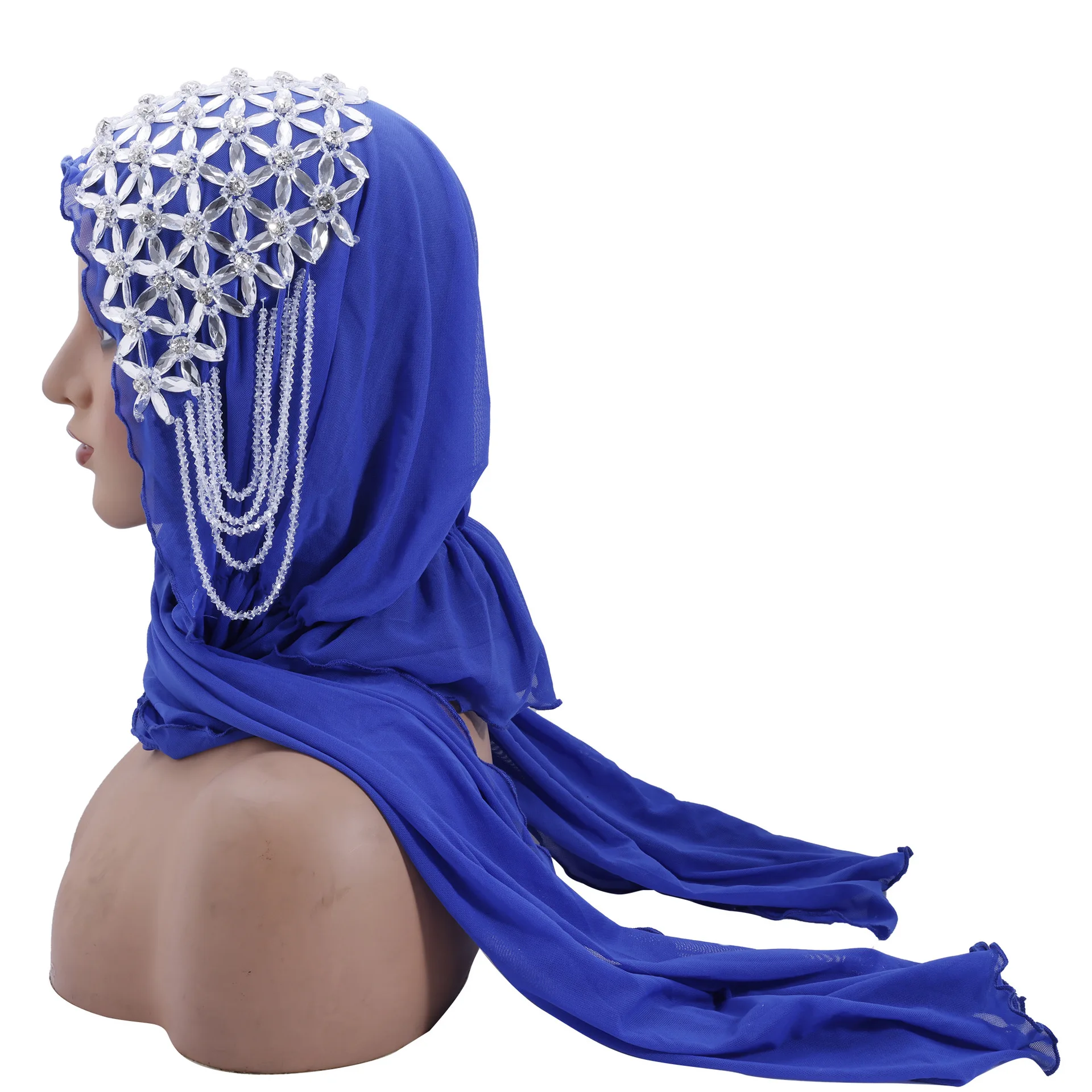 Luxe Kwastje Kralen Tulband Moslim Hijab Vrouwen Islam Hoofddoek Strass Sjaal Amira Sjaals Wrap Wedding Party Bandana Sjaals