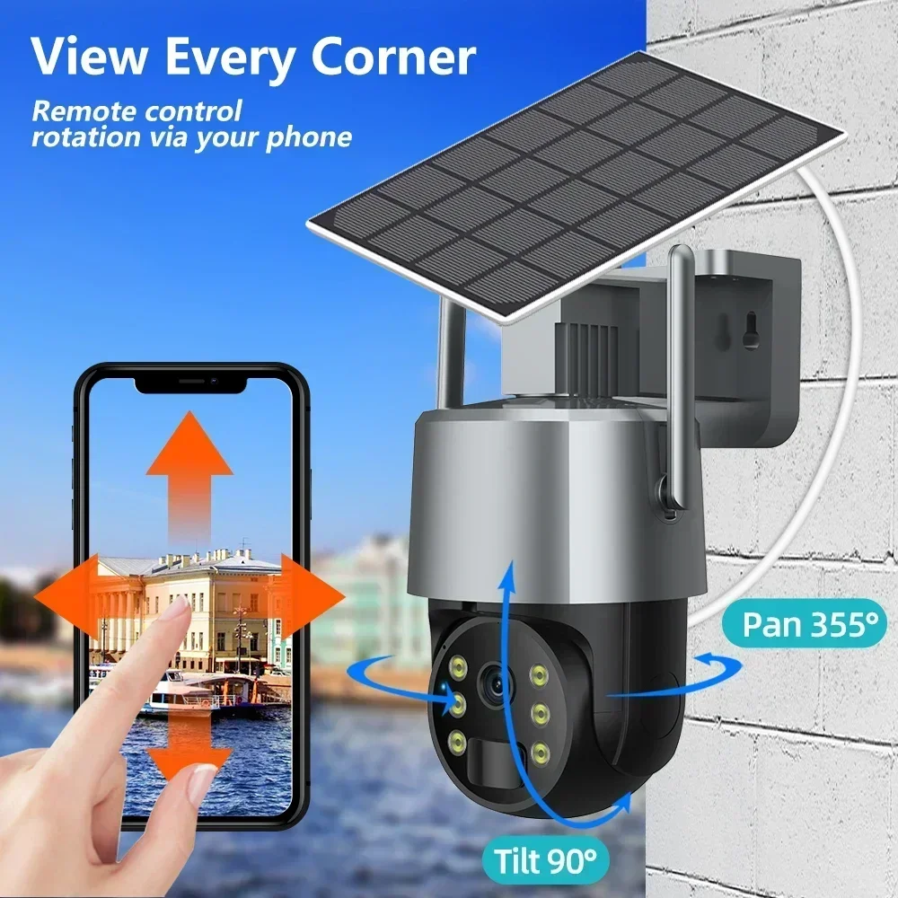 Tuya Smart Life 5MP WiFi Camera Solar Powered Security Wireless Battery PTZ Camera Home Surveillance IP66 Waterproof Outdoor PIR