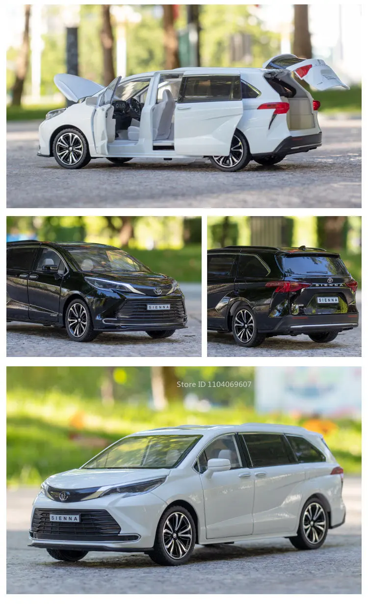 SIENNA MPV Van-Spielzeugautomodell im Maßstab 1:24, Druckguss-Miniatur, zurückziehbare Ton- und Lichttüren, zu öffnende Sammlung, Geschenke für Jungen und Kinder – Detail 10