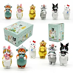 Mofusand Cats Wearing Sanrio Characters Clothes Holding Dolls Cute Figure Blind Box My Melody Kuromi Cinnomoroll Hello Kitty