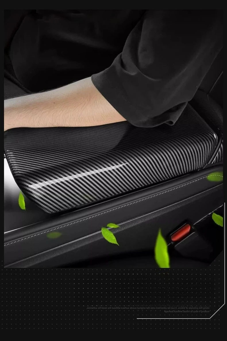 Suitable for the Armrest Box Protective Cover Used in the Updated Tesla Model 3/Y, Carbon Fiber Pattern Modification Accessories